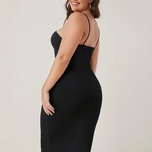 Simple black spaghetti strap dress
